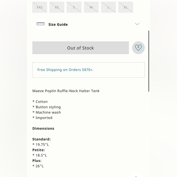 Anthropologie NWT Maeve Poplin Ruffle-Neck Halter Tank size XXS. - Picture 6 of 6